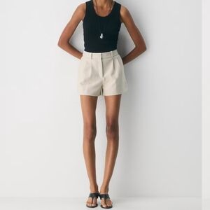 Babaton Pleated Mini Short Heather Matte Pearl Linen Blend Women's 2